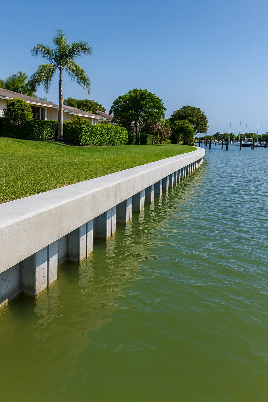 Residential seawall beside a canal